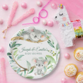 コアラ緑と灰色の赤男女兼用ちゃんシャワー ペーパープレート (パーティー)