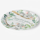 コアラ緑と灰色の赤男女兼用ちゃんシャワー ペーパープレート (アングル)