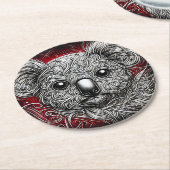 コアラ芸術的クマの詳細な顔 ラウンドペーパーコースター (アングル)