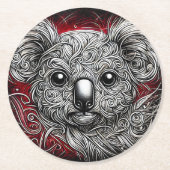 コアラ芸術的クマの詳細な顔 ラウンドペーパーコースター (正面)