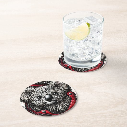 コアラ芸術的ベアデザイン ラウンドペーパーコースター (インサイチュ)