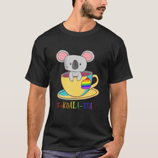 コアラ茶の平等LGBTQレインボー同性愛者レズビアンロフ Tシャツ (正面)