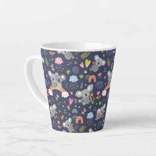コアラ虹のラブパターン カフェラテマグ