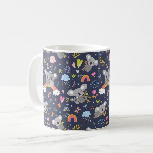 コアラ虹のラブパターン コーヒーマグカップ (正面左)