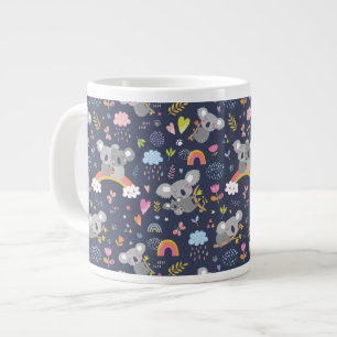 コアラ虹のラブパターン ジャンボコーヒーマグカップ