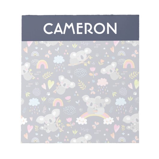 コアラ虹のラブパターン ノートパッド (正面)