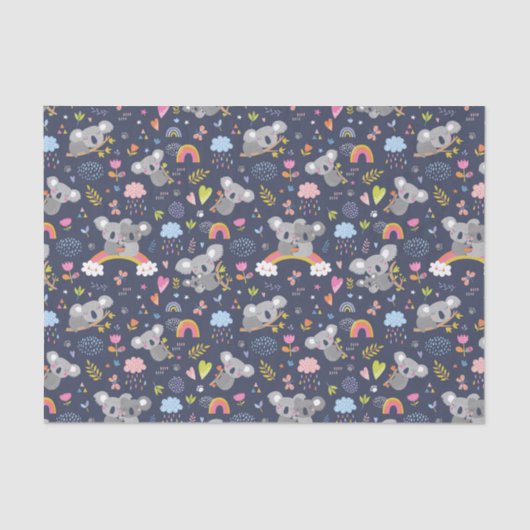 コアラ虹のラブパターン 薄葉紙 (正面)