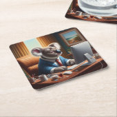 コアラ計算機 スクエアペーパーコースター (アングル)