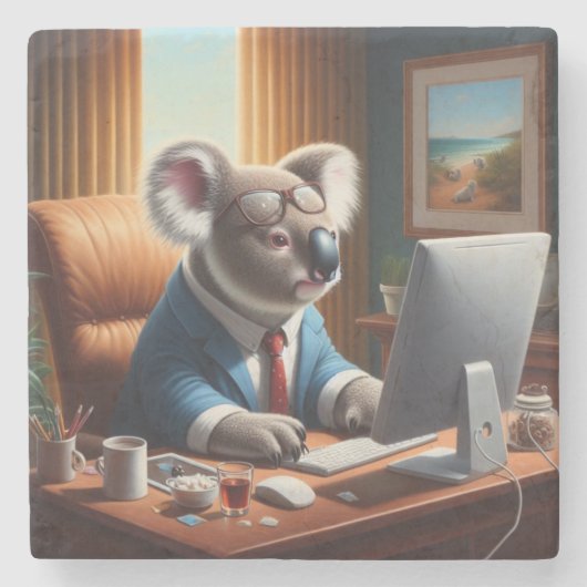 コアラ計算機 ストーンコースター (正面)