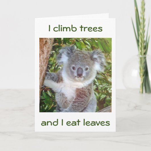 「コアラ誕生日おめでとう」彼はあなた食べのためにケーキを食べる カード (正面)