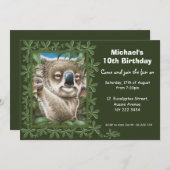 コアラ誕生日パーティーの招待 招待状 (正面/裏面)