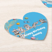 コアラ誕生日パーティーブルー紙パーティーコースター ペーパーコースター (アングル)
