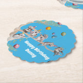 コアラ誕生日パーティーブルー紙パーティーコースター ペーパーコースター (アングル)