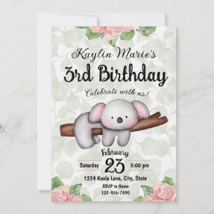 コアラ誕生日招待状 招待状
