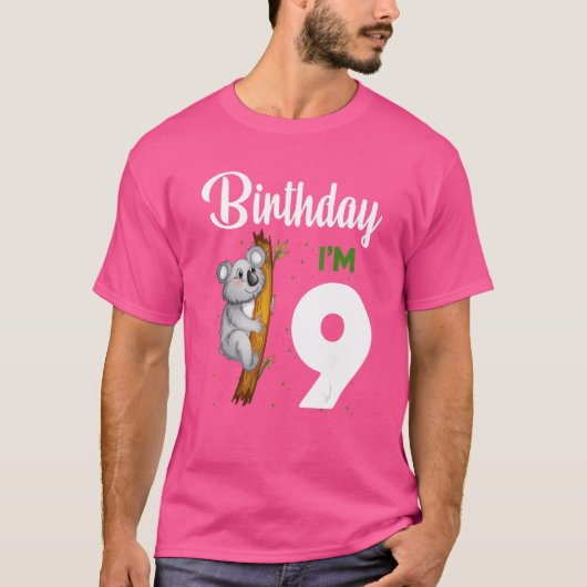 コアラ誕生日9女の子9歳コアラスキッズボー Tシャツ (正面)