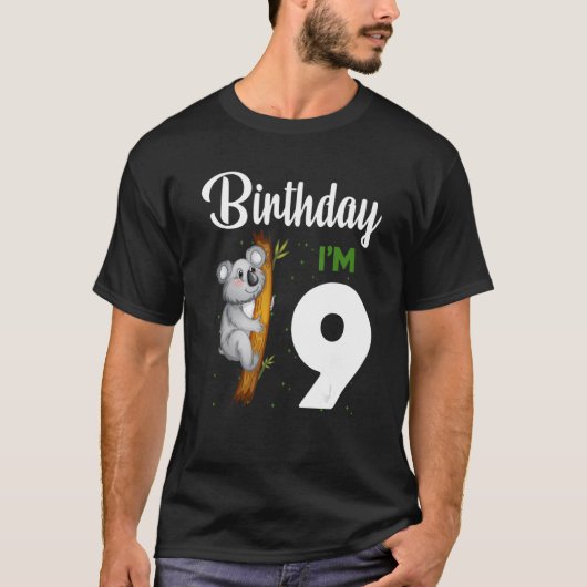 コアラ誕生日9女の子9歳コアラスキッズボー Tシャツ (正面)