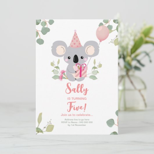 コアラ誕生日 招待状 (スタンド正面)