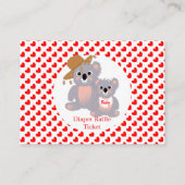 コアラ赤ちゃんシャワーかわいいおむつラッフルチケット エンクロージャーカード (裏面)