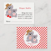 コアラ赤ちゃんシャワーかわいいおむつラッフルチケット エンクロージャーカード (正面/裏面)