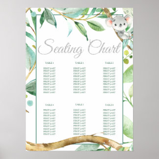 コアラ赤ちゃんシャワー誕生日パーティーのシーティングチャート ポスター