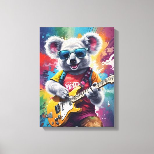 コアラ遊さんのギター、ロックグラフィティ キャンバスプリント (正面)