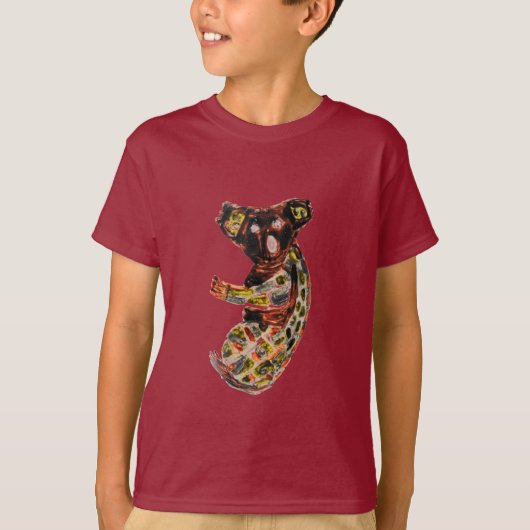 コアラ野生動物アボリジナル・アート Tシャツ (正面)