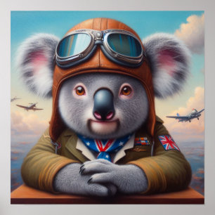コアラ飛行機パイロット ポスター