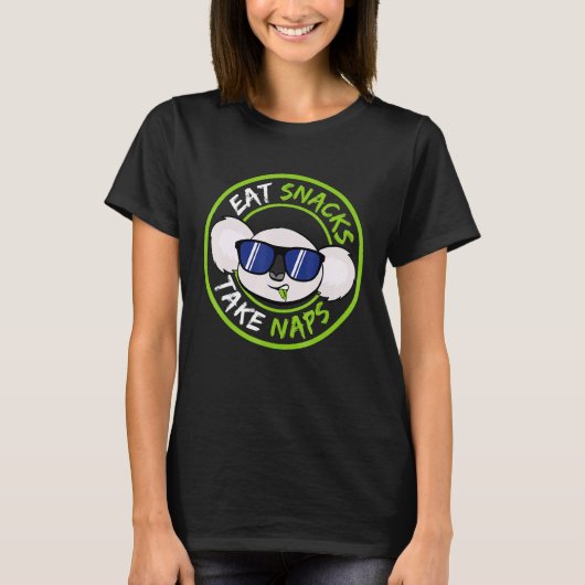 コアラ食べベアスナック昼寝動物 Tシャツ (正面)