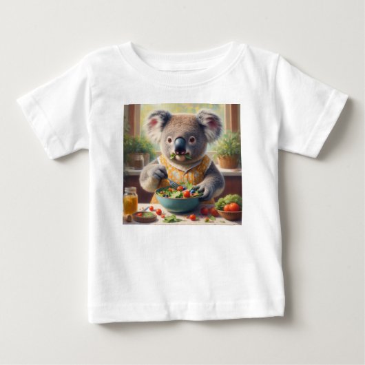 コアラ食べ物サラダ ベビーTシャツ (正面)
