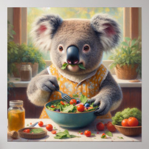 コアラ食べ物サラダ ポスター