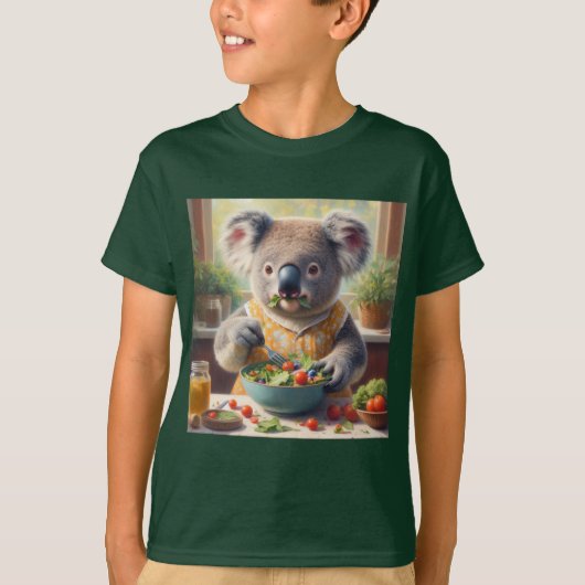 コアラ食べ物サラダ Tシャツ (正面)