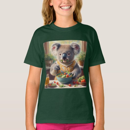 コアラ食べ物サラダ Tシャツ (正面)