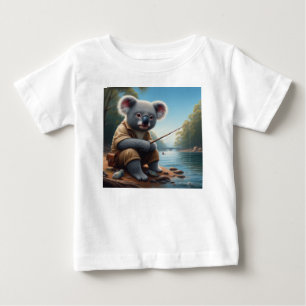 コアラ魚釣り ベビーTシャツ