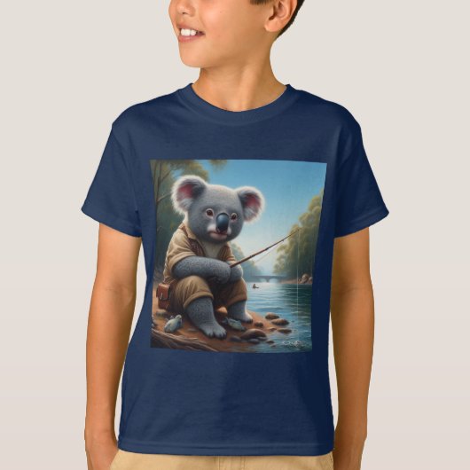 コアラ魚釣り Tシャツ (正面)