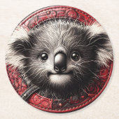 コアラ鮮やかベアイラストレーション ラウンドペーパーコースター (正面)