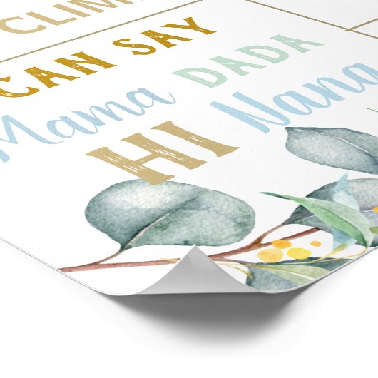 コアラ1歳誕生日マイルストーン誕生統計 ユーカリ ポスター (角)