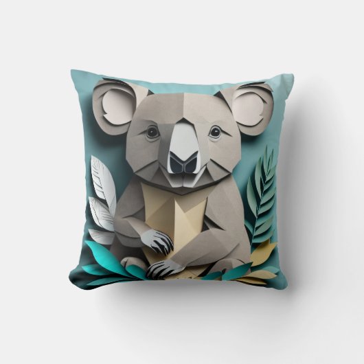 コアラ3D紙アートデザインTシャツ クッション (正面)