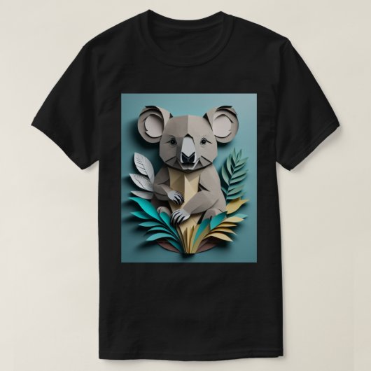 コアラ3D紙アートデザインTシャツ Tシャツ (デザイン正面)