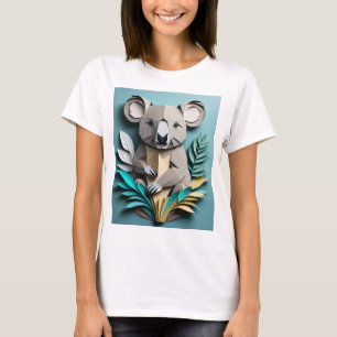コアラ3D紙アートデザインTシャツ Tシャツ