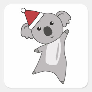 コアラ・クリスマスかわいい動物キッズサンタ スクエアシール