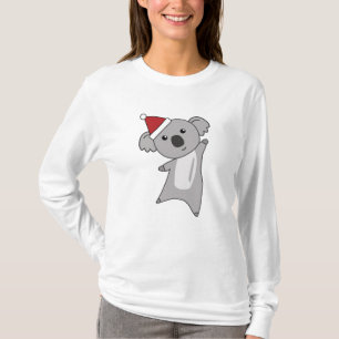 コアラ・クリスマスかわいい動物キッズサンタ Tシャツ