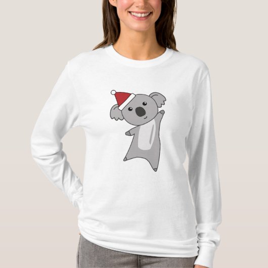 コアラ・クリスマスかわいい動物キッズサンタ Tシャツ (正面)