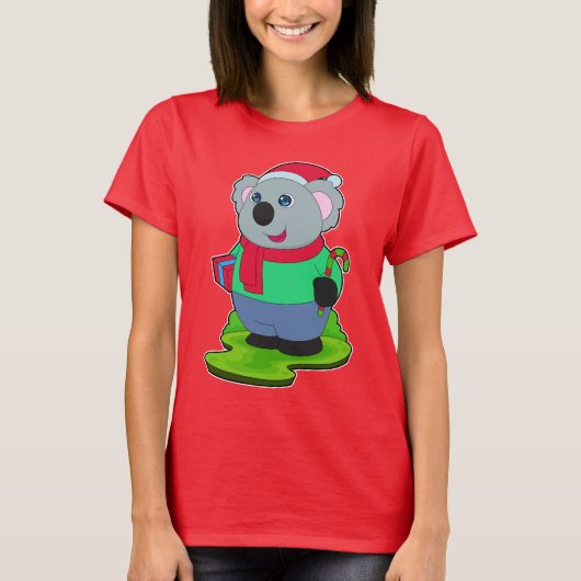 コアラ・クリスマスキャンディーケーン Tシャツ (正面)