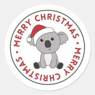 コアラ・クリスマススノーウィンターアニマルズコアラクラシックス ラウンドシール