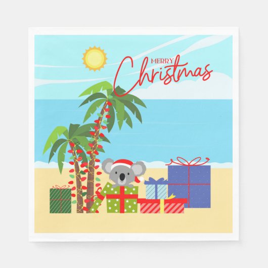 コアラ・クリスマスプレゼント スタンダードランチョンナプキン (正面)