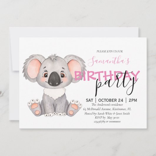 コアラ・タスティック1招待状への招待されました 案内状 (正面)