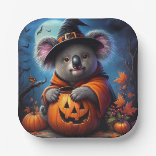 コアラ・ハロウィーンの衣装 ペーパープレート (正面)