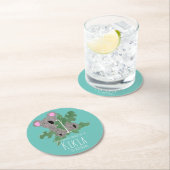 コアラ・ハンドドロー・ベア1歳の誕生日 ラウンドペーパーコースター (インサイチュ)