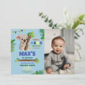 コアラ ブルー パーティー 誕生日 かわいい フォト 招待状 (スタンド正面)