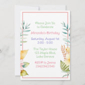 コアラ・ベアーをテーマにした女の子の誕生日パーティー 招待状 (裏面)